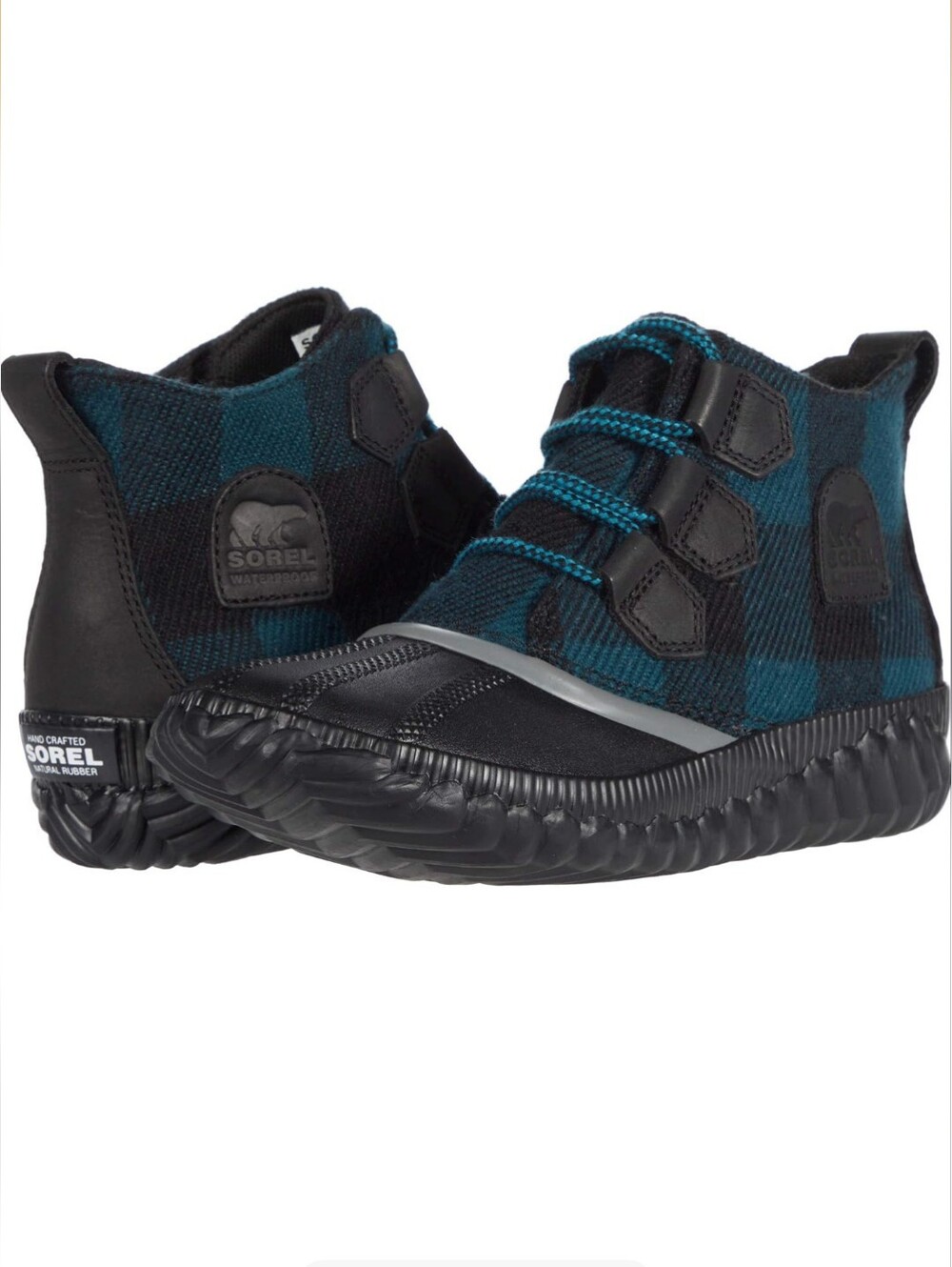 Sorel Women's Out 'N About Plus Felt Boot In Black Teal Plaid Size 7.5 NWOB